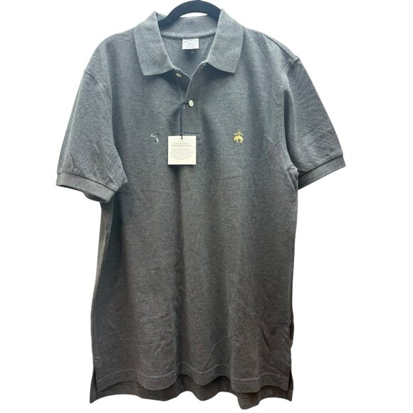 Brooks Brothers 1818 Gray Polo Slim Fit Shirt with Embroidered logo Size Large - Picture 1 of 5